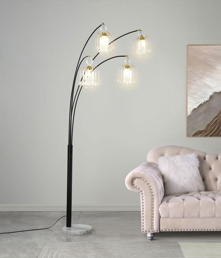 Maisel - Hanging Crystal Arc Tree Floor Lamp - Black