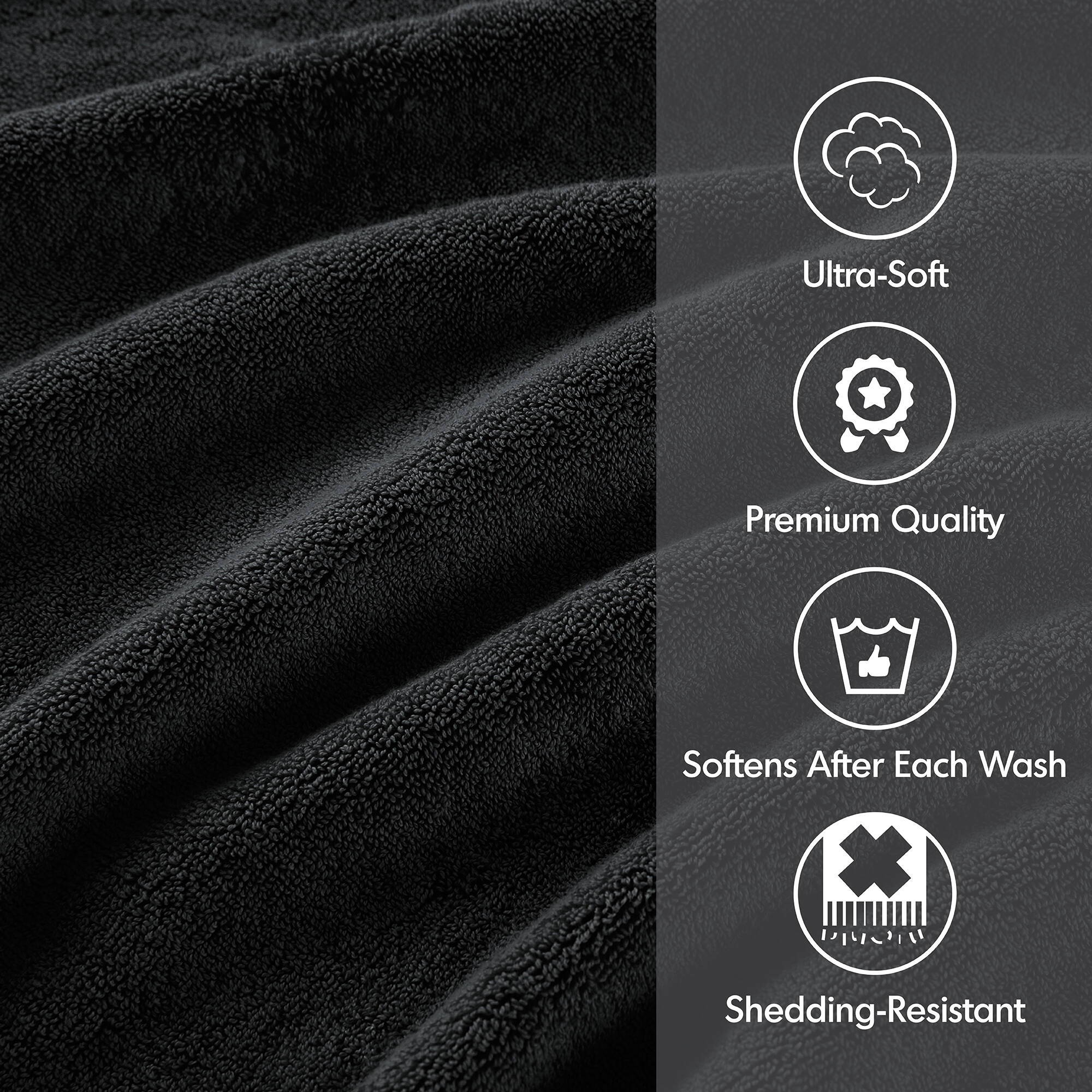 800GSM - 8 Piece Antimicrobial Towel Set - Black