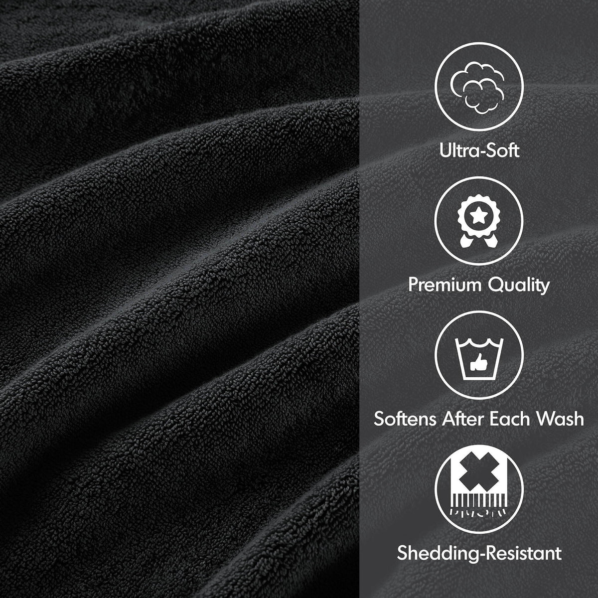 800GSM - Ultra-Soft Absorbent 2 Piece Towel Set - Black