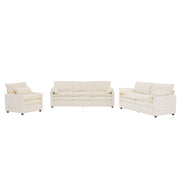 Modern Sofa Set With Double Layer Cushion And Side Storage Pockets