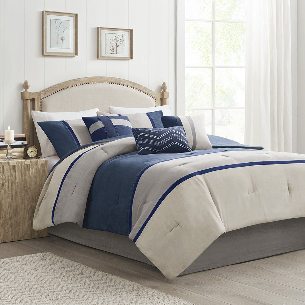 Palisades - California King 7 Piece Comforter Set - Blue