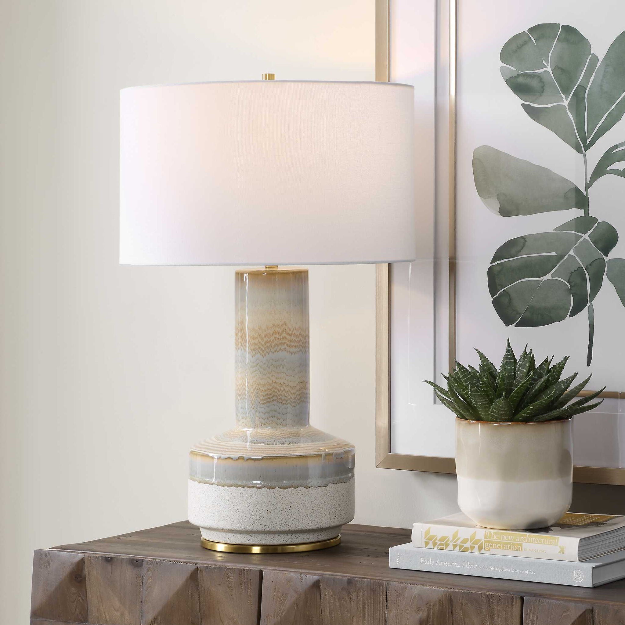 Armitage - Textured Table Lamp - Blue / Brown / Gray / White