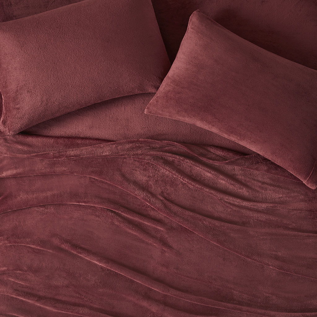 Soloft Plush - 4 Piece King Micro Plush Sheet Set - Burgundy