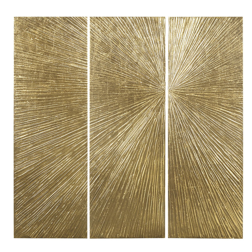 Sunburst - 100% Hand Painted Dimensional Wall Décor (Set of 3) - Gold