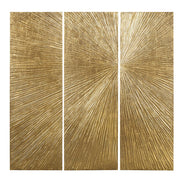 Sunburst - 100% Hand Painted Dimensional Wall Décor (Set of 3) - Gold