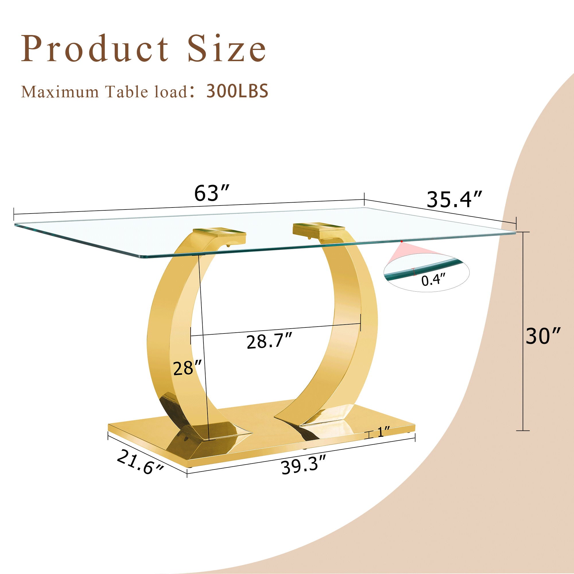 Dining Table For Living Spaces - Gold / Transparent