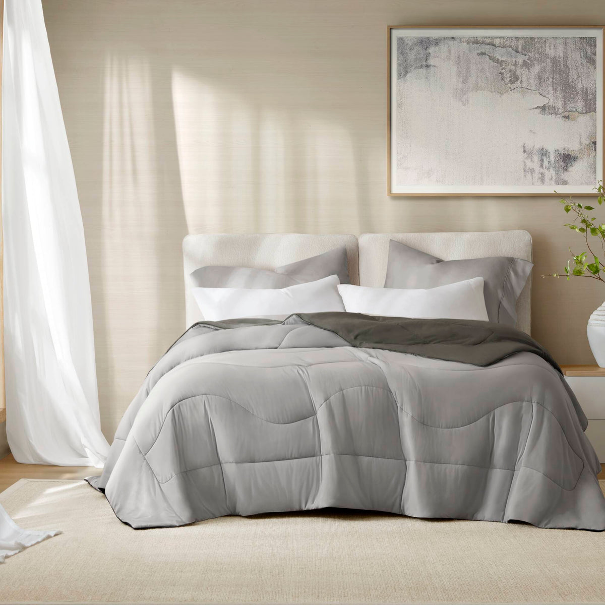 Full/Queen Reversible Tencel Comforter Blanket - Gray