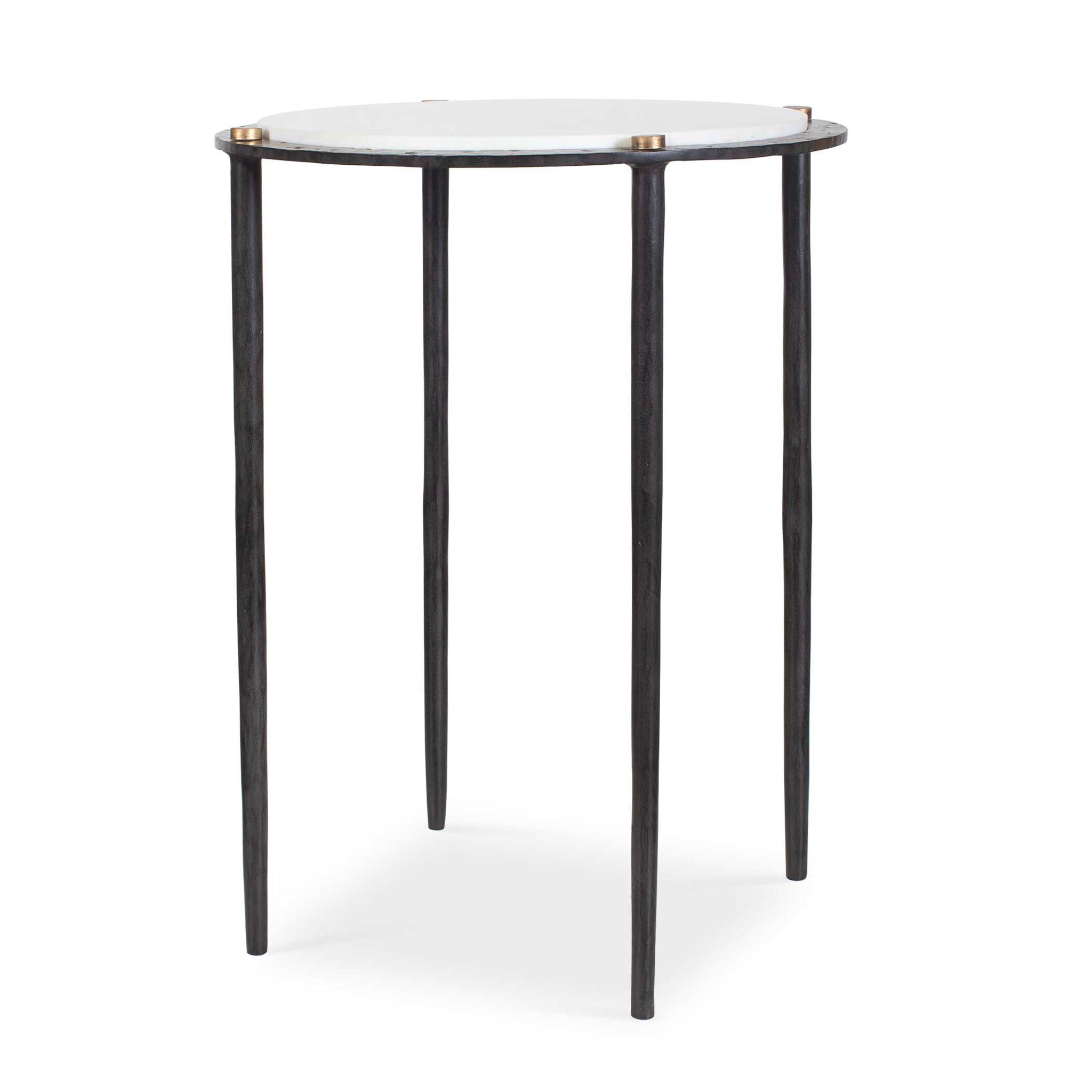 Wren - Round Marble Accent Table - Bronze / White