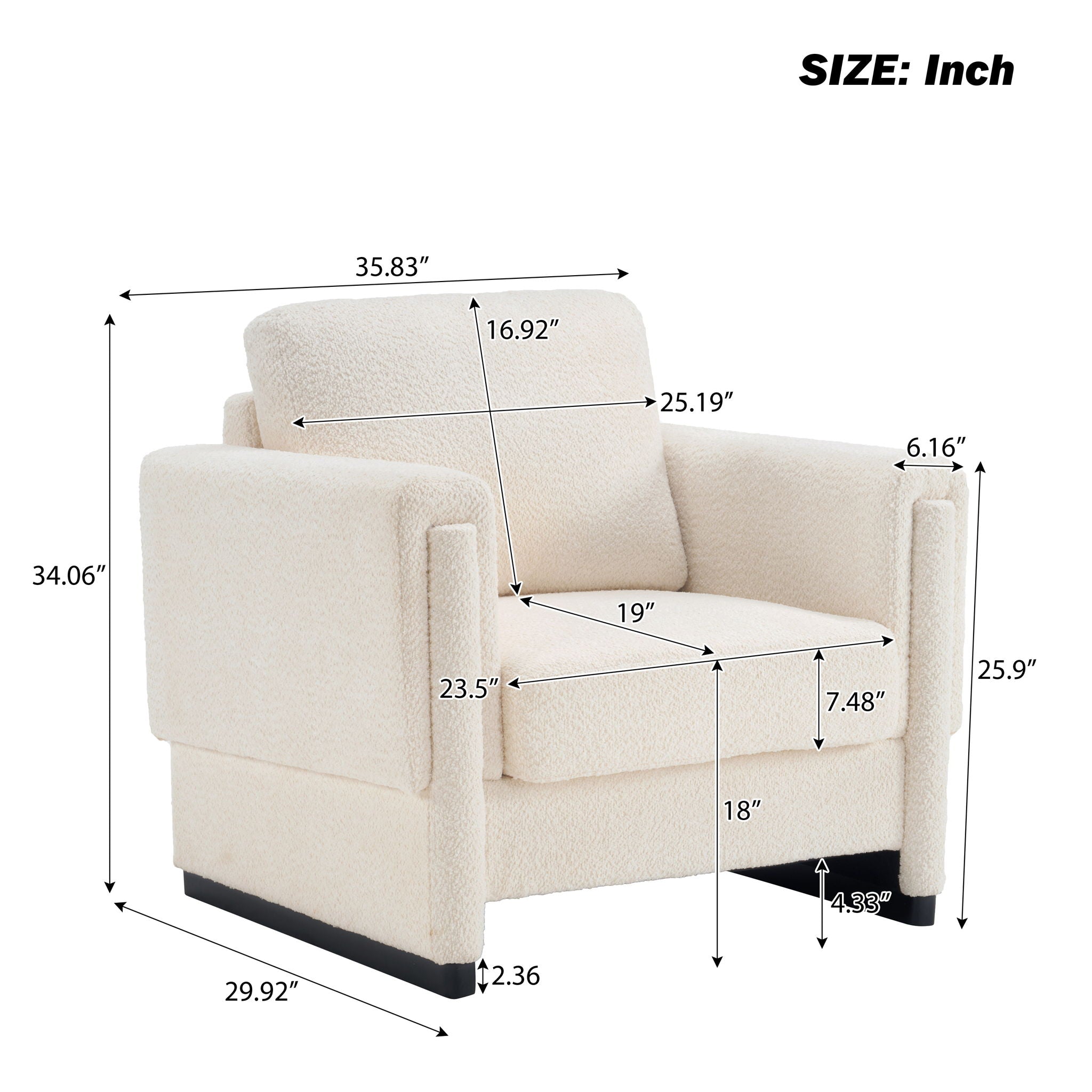 Upholstered Accent Armchair With Square Arm