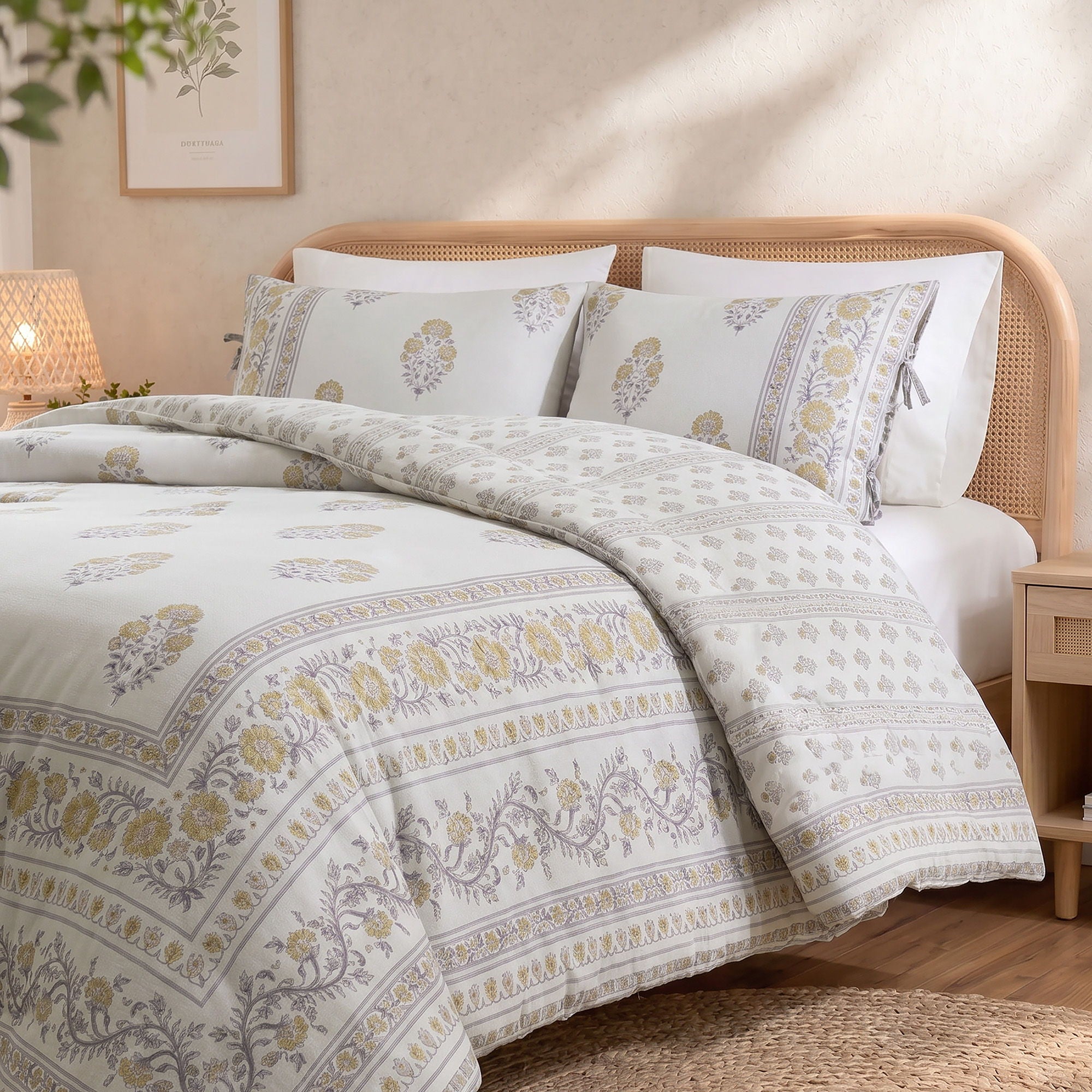 Thalia - Full/Queen Duvet Set - Blush/Gold