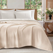 Egyptian Cotton - Full/Queen 100% Certified Egyptian Cotton Blanket - Micro-Herringbone Beige