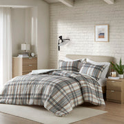 Blake - Plaid Duvet Cover Set - Tan / Gray