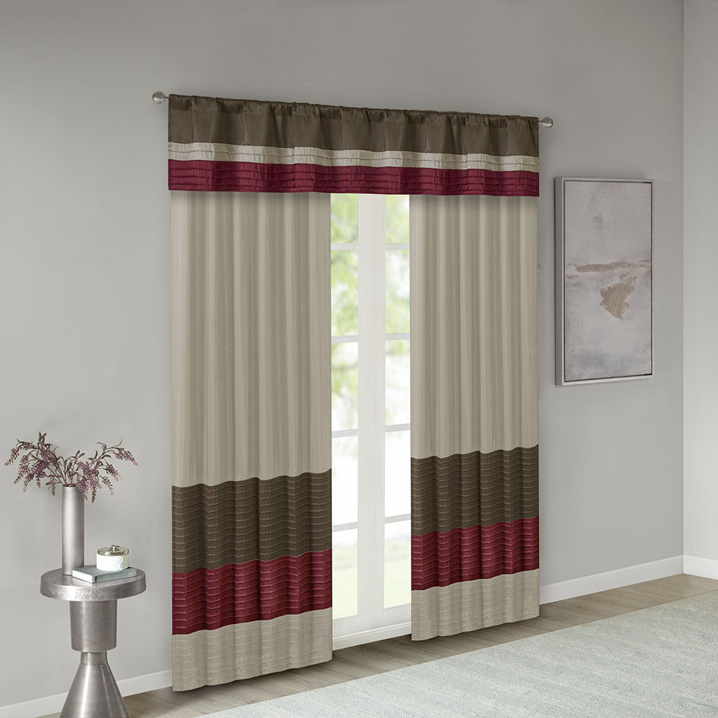 Amherst - Polyoni Pintuck Window Valance - Red