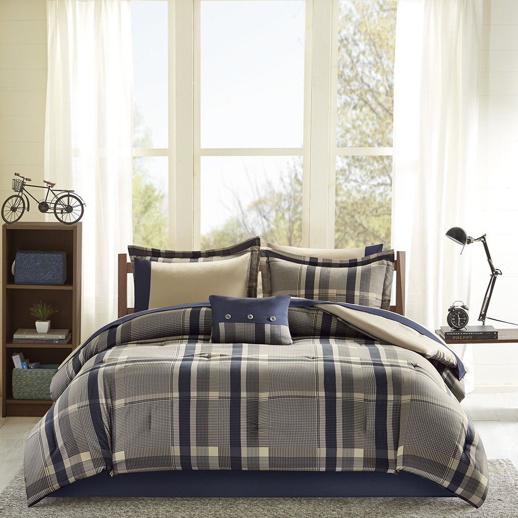 Robbie - Twin Comforter And Sheet Set - Navy Multi