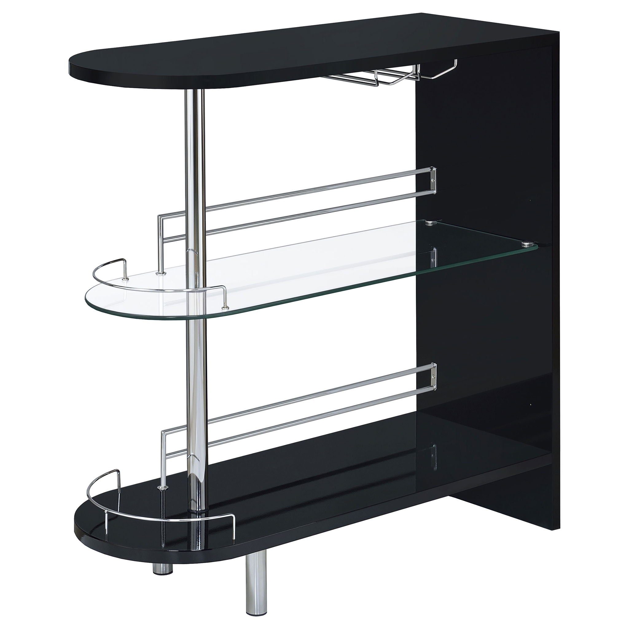 Karinna - 2 Tier Home Bar Table With Shelf - Silver