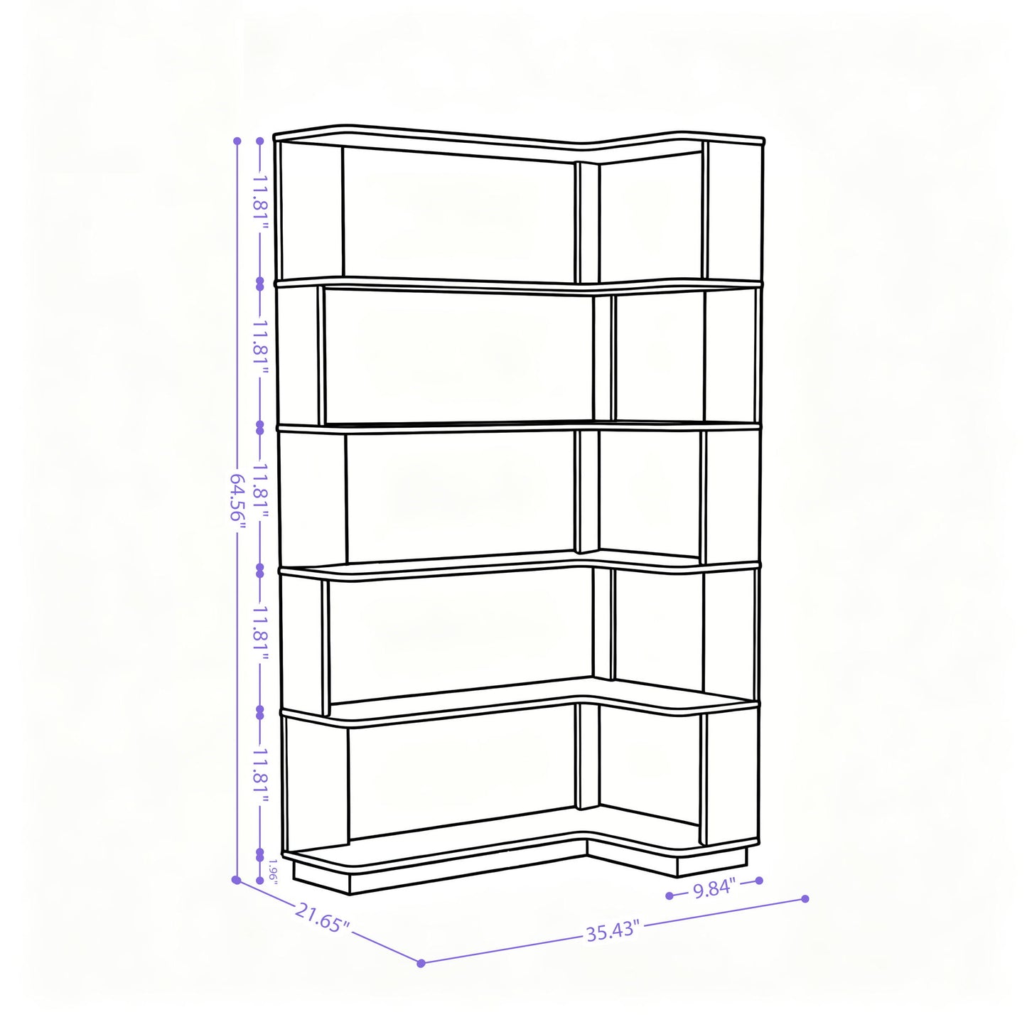L-Shaped Design Corner Bookshelf