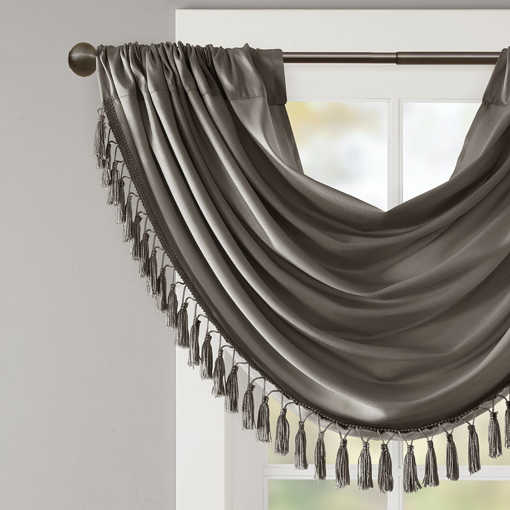 Elena - Waterfall Embellished Valance - Pewter