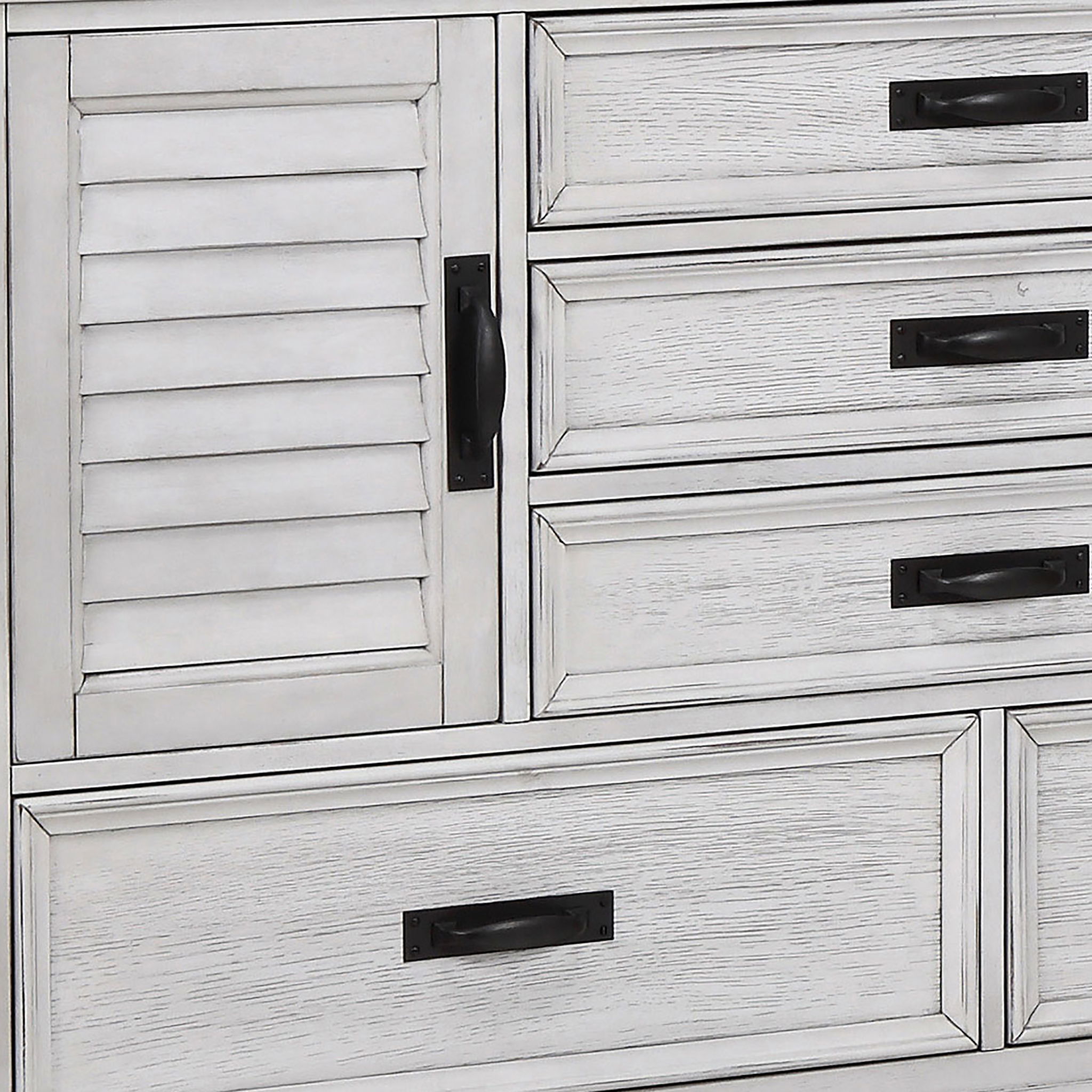 Lockeford - 5 Drawer Dresser With Side Cabinets - White