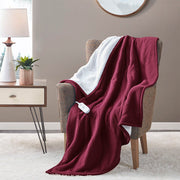 Fleece to Sherpa - Heated Throw - Burgundy