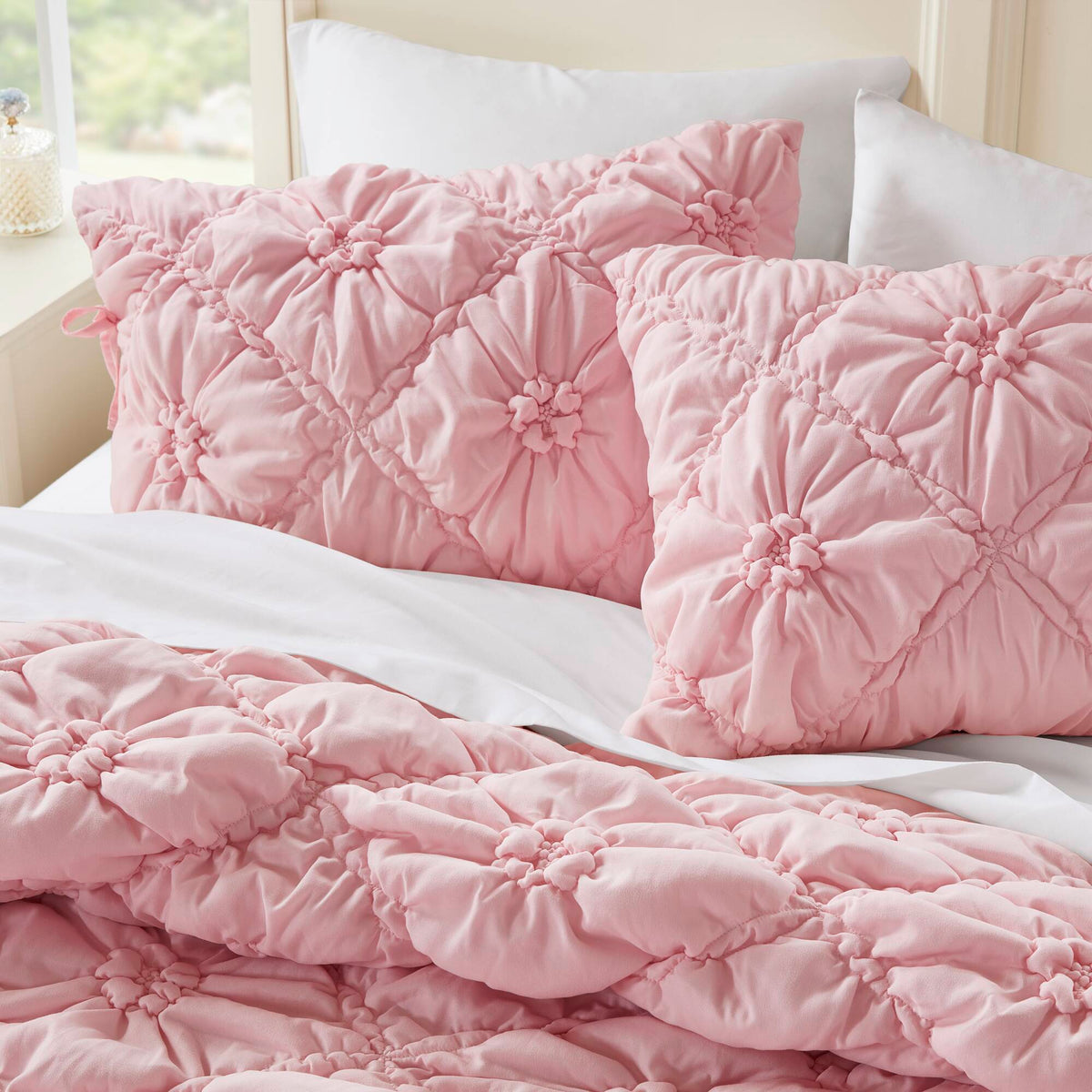 Lily - King 3 Piece Comforter Set - Pink