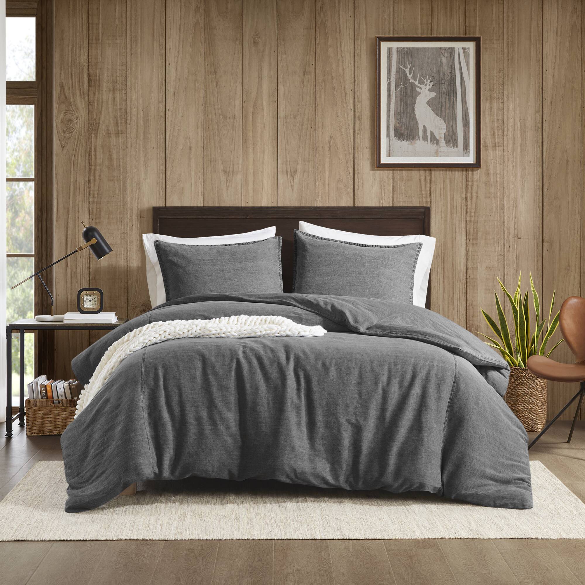 Mckenzie - 3 Piece King/California King Twill Washed Duvet Set - Gray