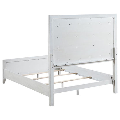 Marielle - California King Headboard Panel Bed - Distressed White
