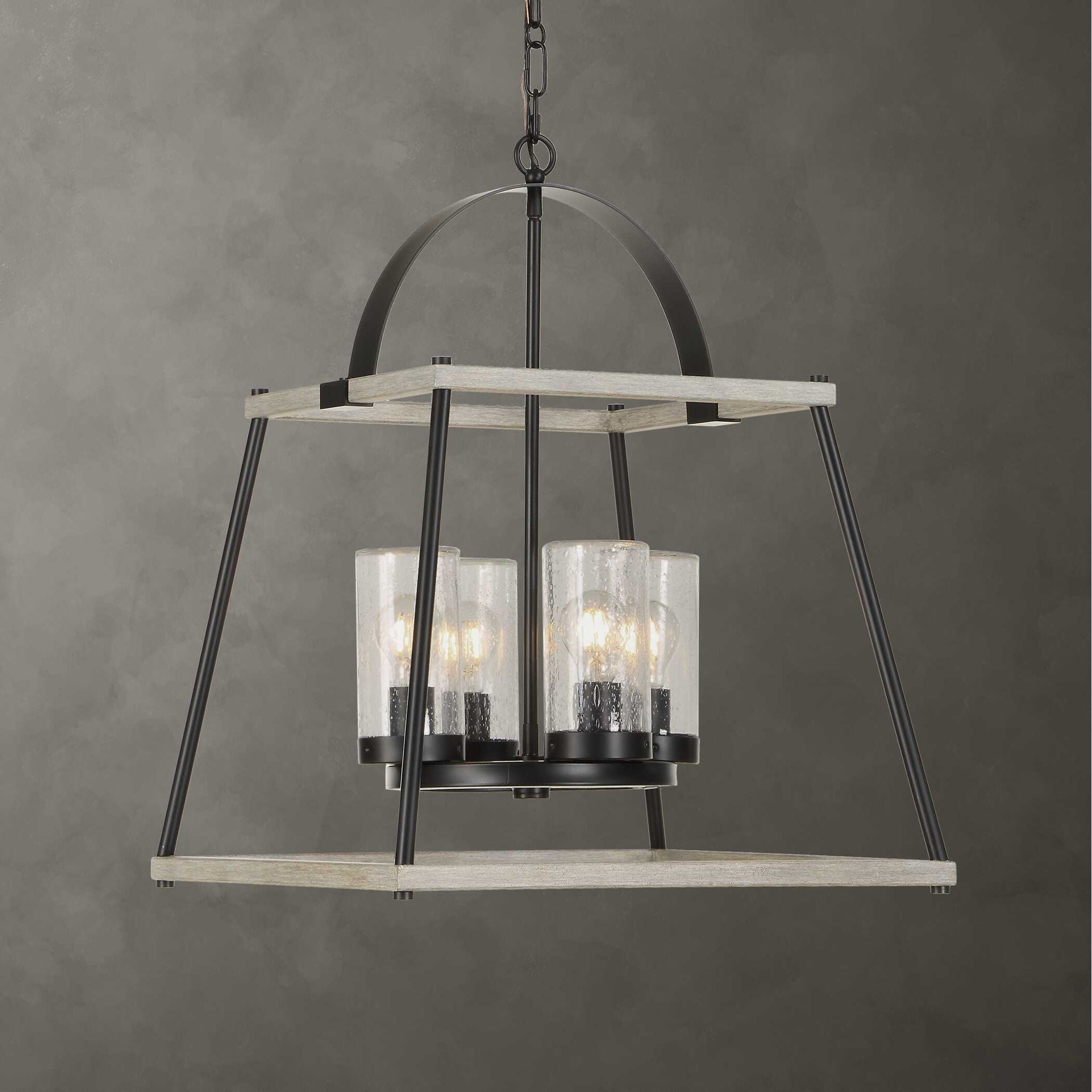 Edgecomb - 4 Light Indoor-Outdoor Pendant - Black / Gray