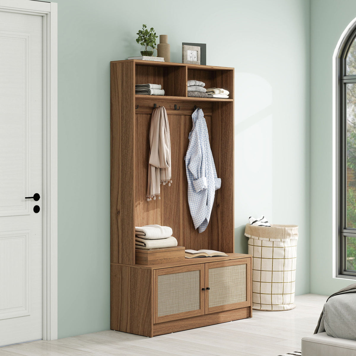 Modern Storage Closet For Bedroom, Entryway, Or Living Room - Walnut