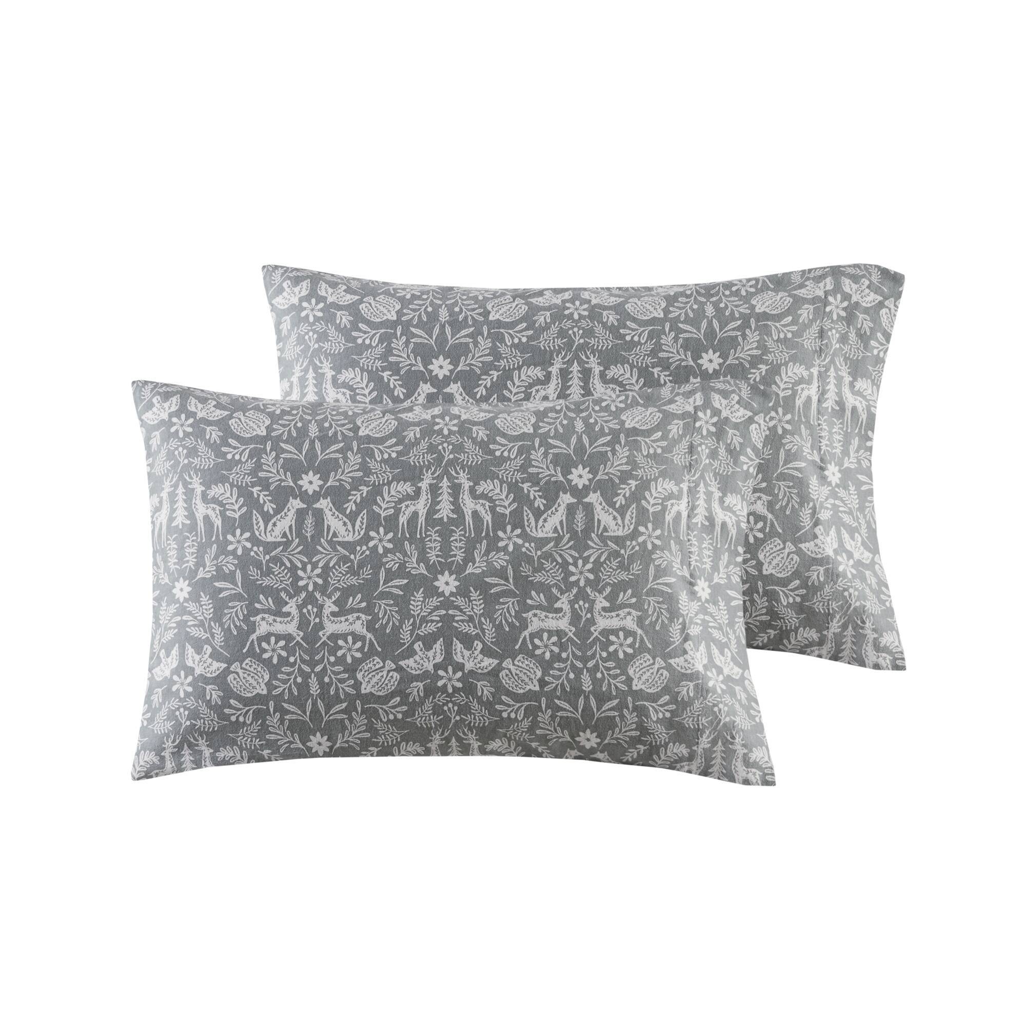 Cozy Cotton Flannel - Twin Long Printed Sheet Set - Sage Winter Fauna