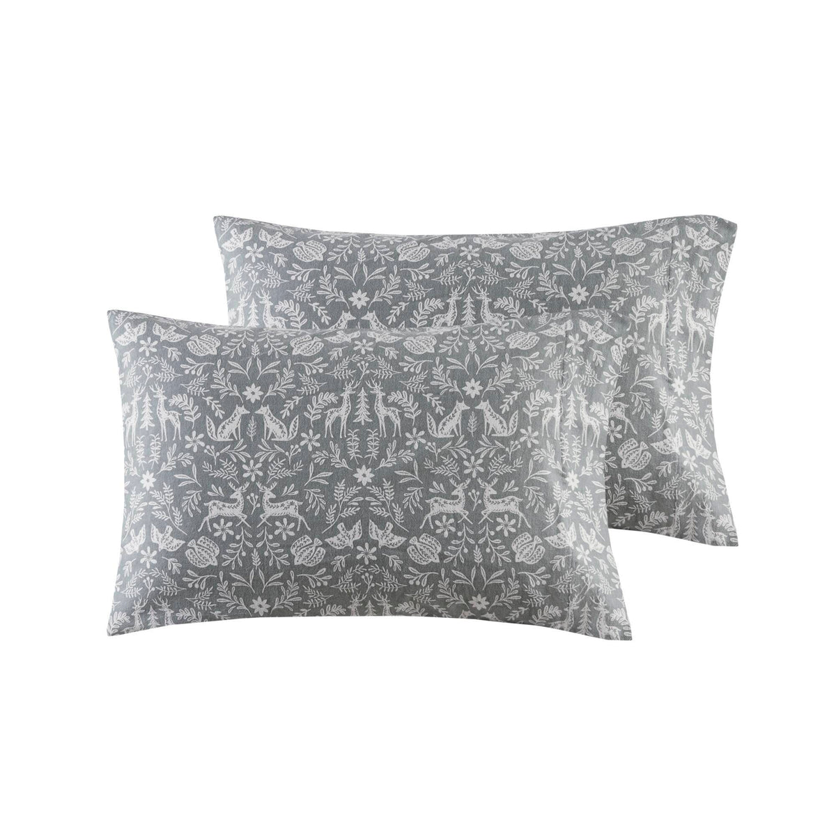 Cozy Cotton Flannel - California King Printed Sheet Set - Sage Winter Fauna