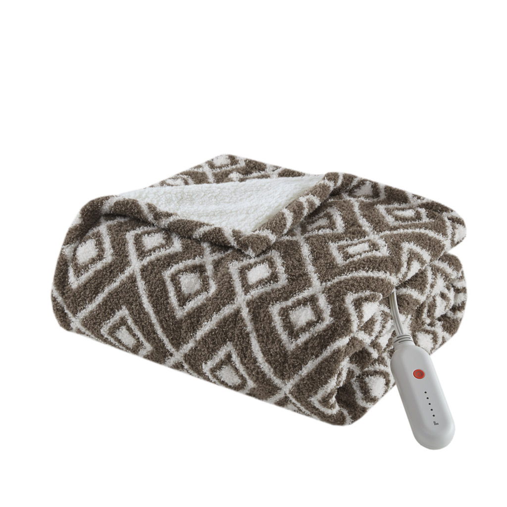 Amira - Dream Soft Heated Throw - Brown Geo