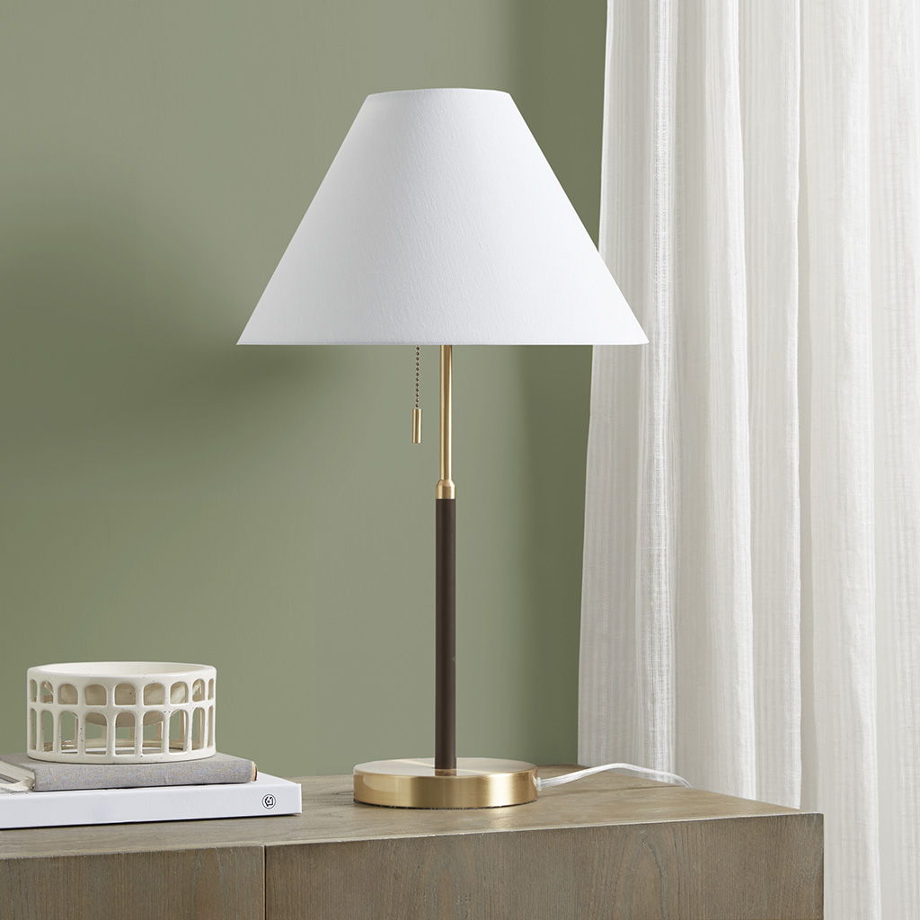 Bromley - Two Tone Pull-Chain Table Lamp - Gold / Brown