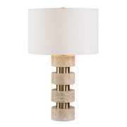 Makani - Travertine Table Lamp - Brass / Gold / White