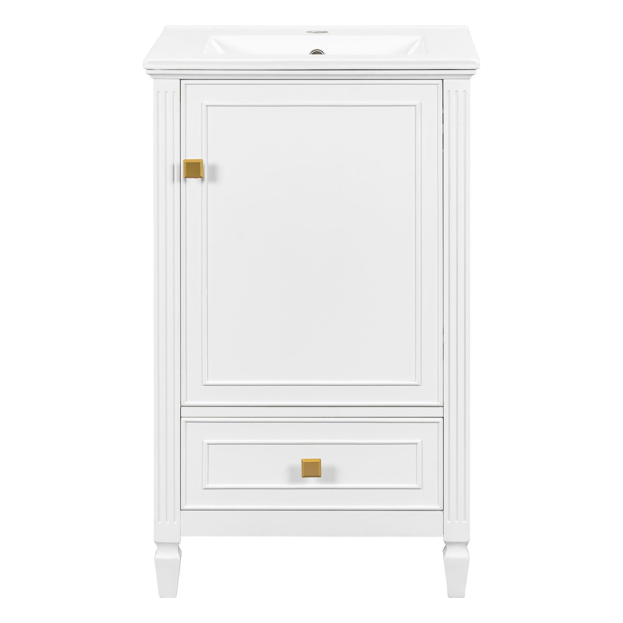 Freestanding Bathroom Vanity With Sink, Soft Closing Door, Drawer Storage - White