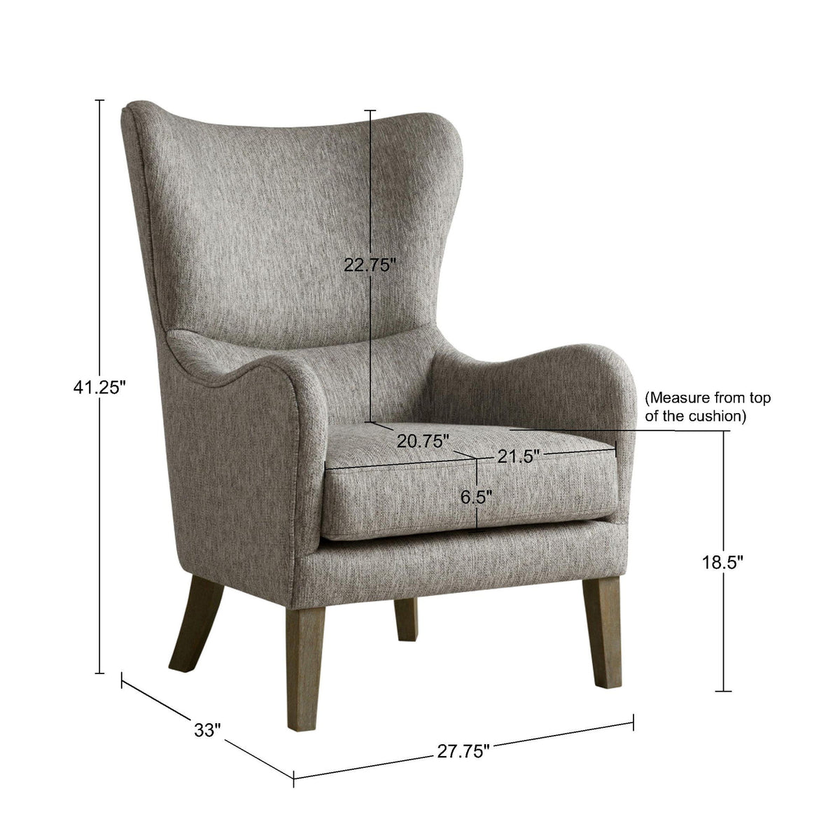 Arianna - Swoop Wing Chair - Gray