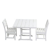 Outdoor Patio Dining Set, Square Table With Umbrella Hole And Armless Chairs