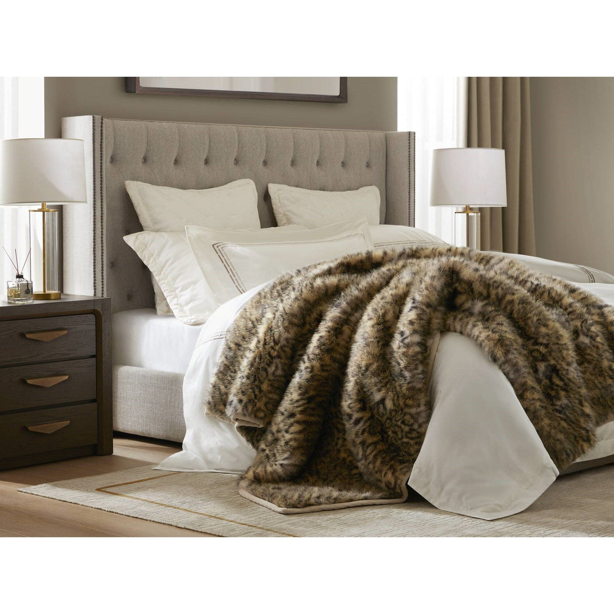 Botswana Animal Print - 60x80" Faux Fur Throw Blanket - Leopard