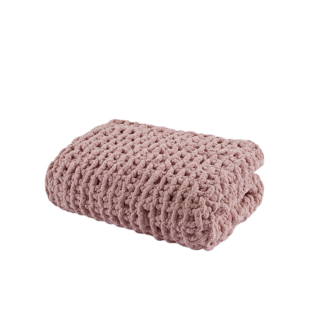 Chenille Chunky Knit - Throw - Blush