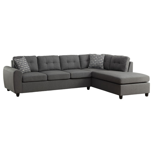 Balta - Button Tufted Sectional With Removable Cushion Upholstered Sofa - Gray