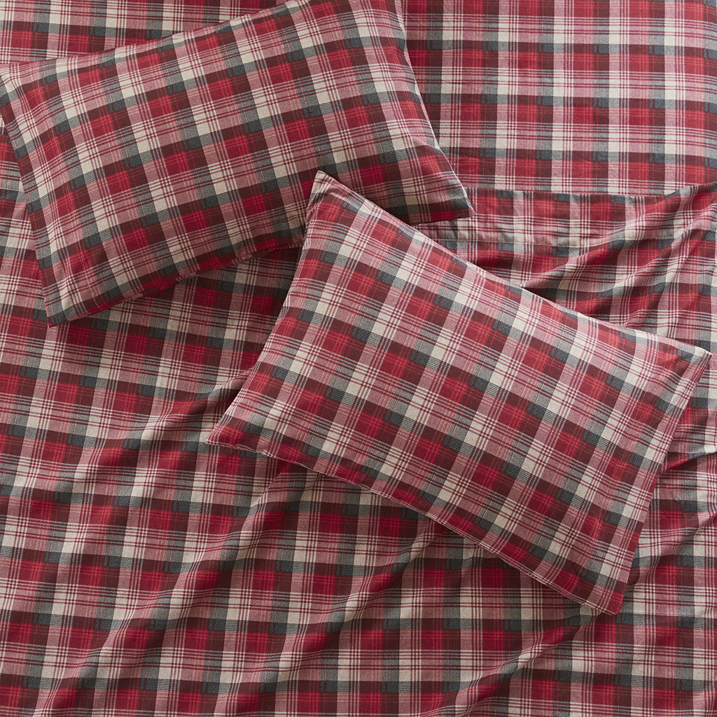 Flannel - Queen Sheet Set - Red Plaid