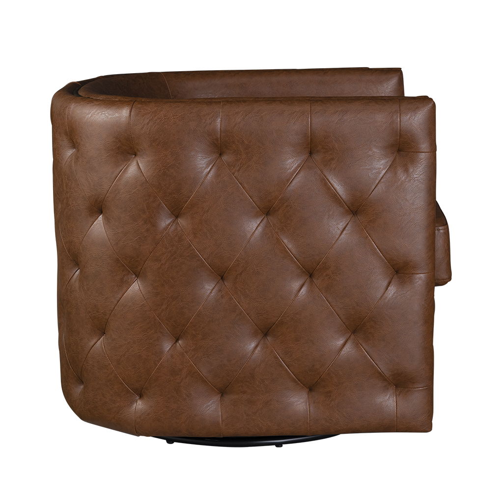 Capstone - Tufted Barrel Swivel Chair - Brown