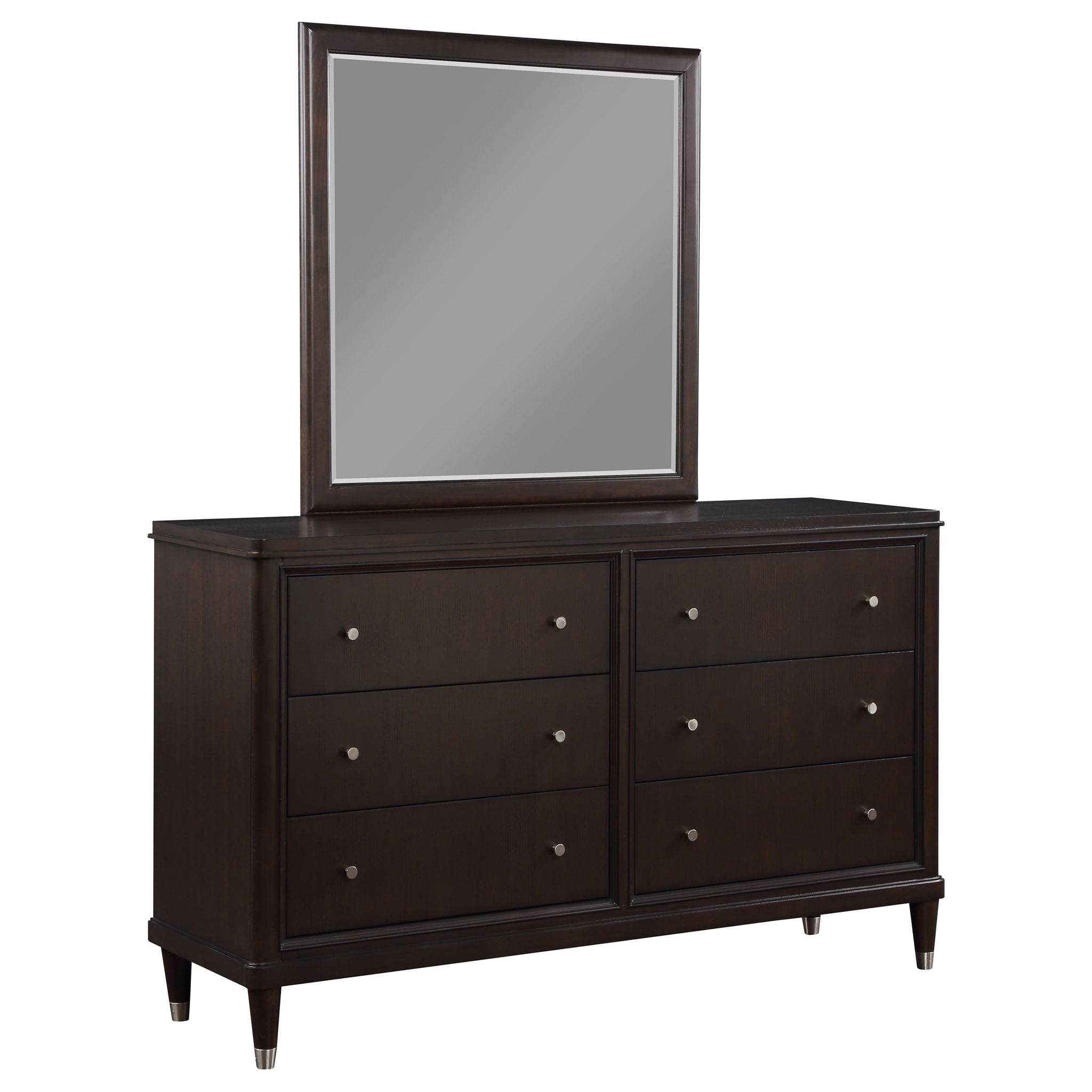 Navarro - 6 Drawer Dresser With Mirror - Brown