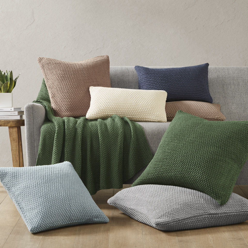 Bree Knit - Square Pillow Cover - Indigo