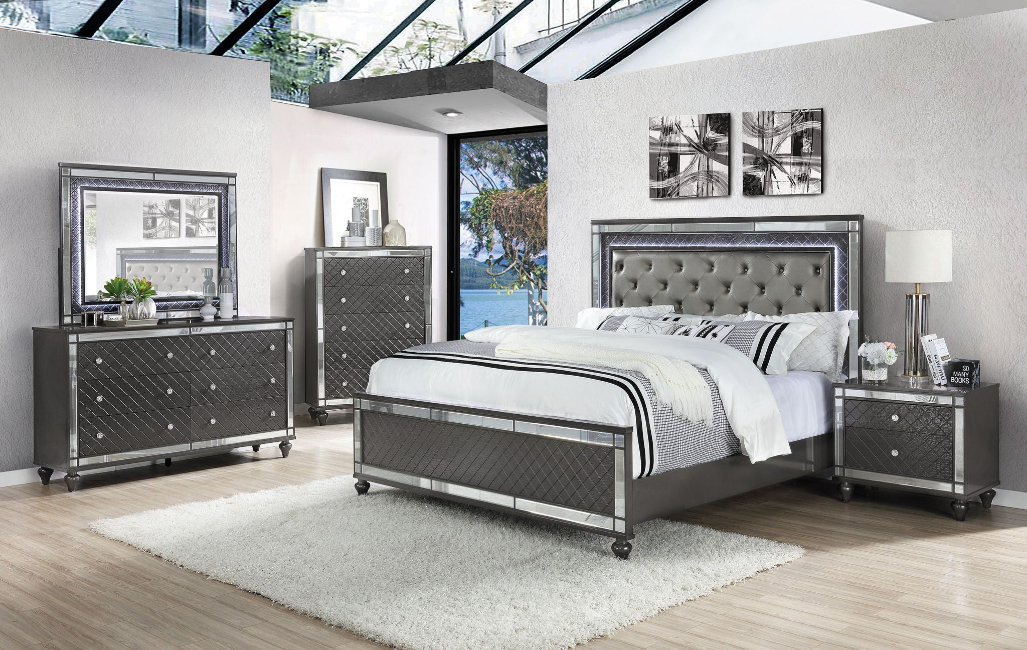 Refino - Nightstand - Dark Gunmetal