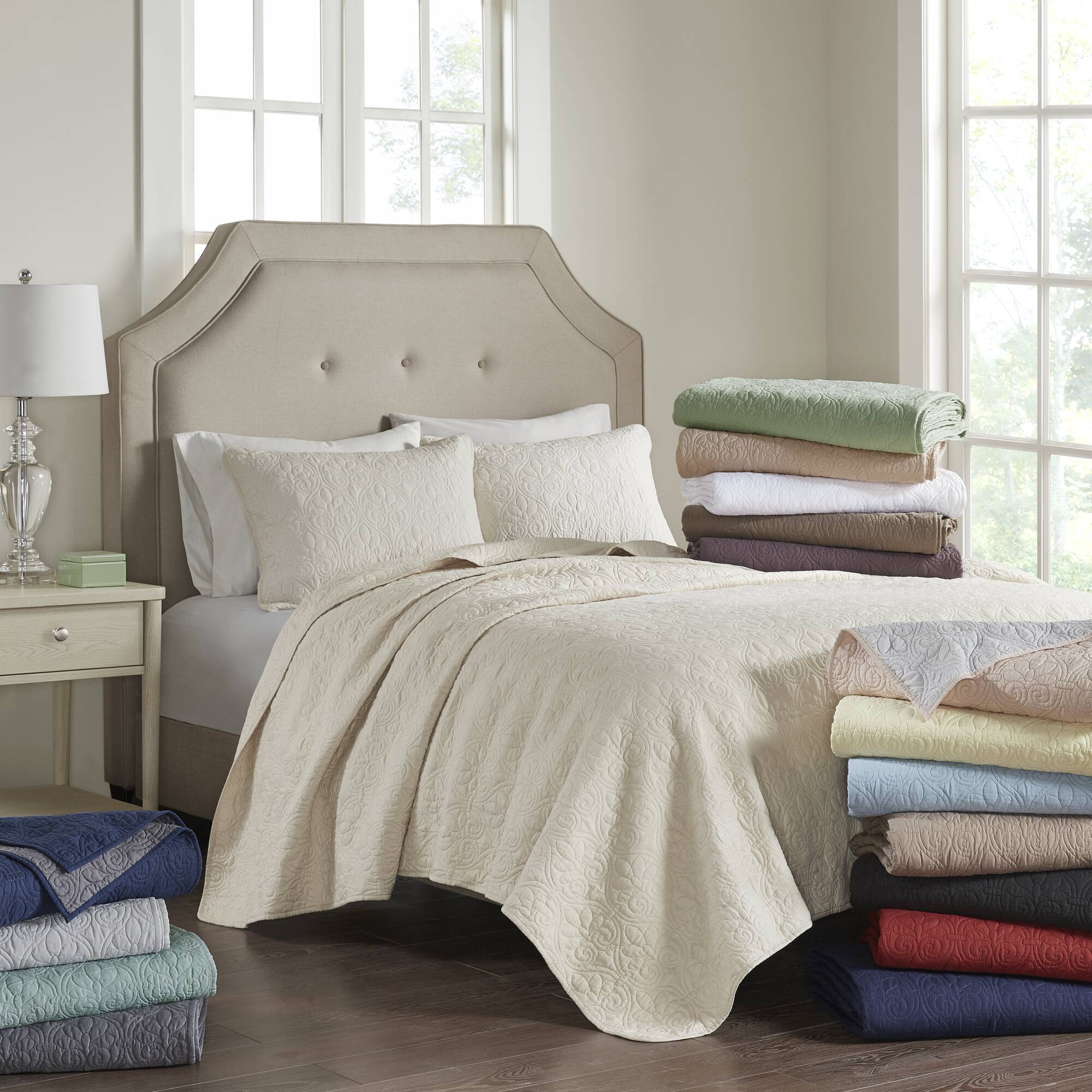 Quebec - Reversible Coverlet Set - Gray