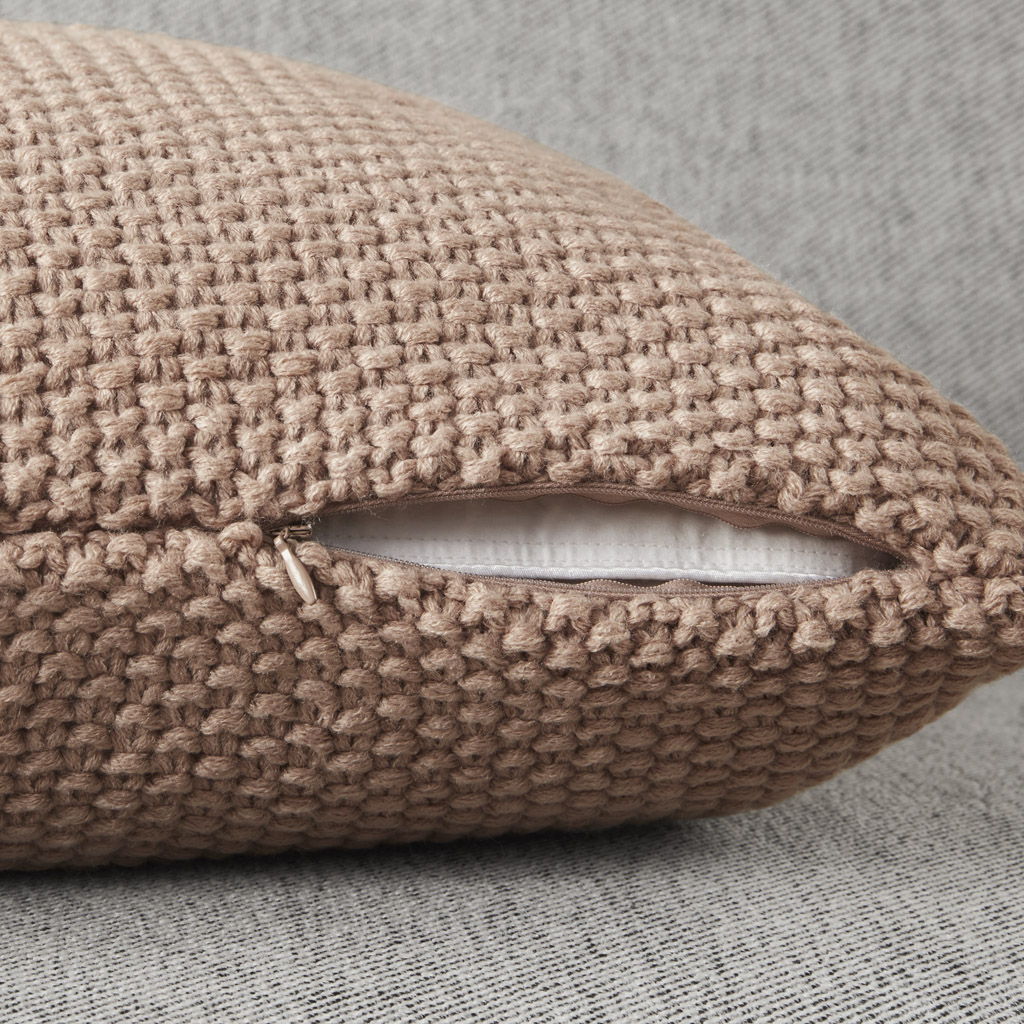 Bree Knit - Oblong Pillow Cover - Brown