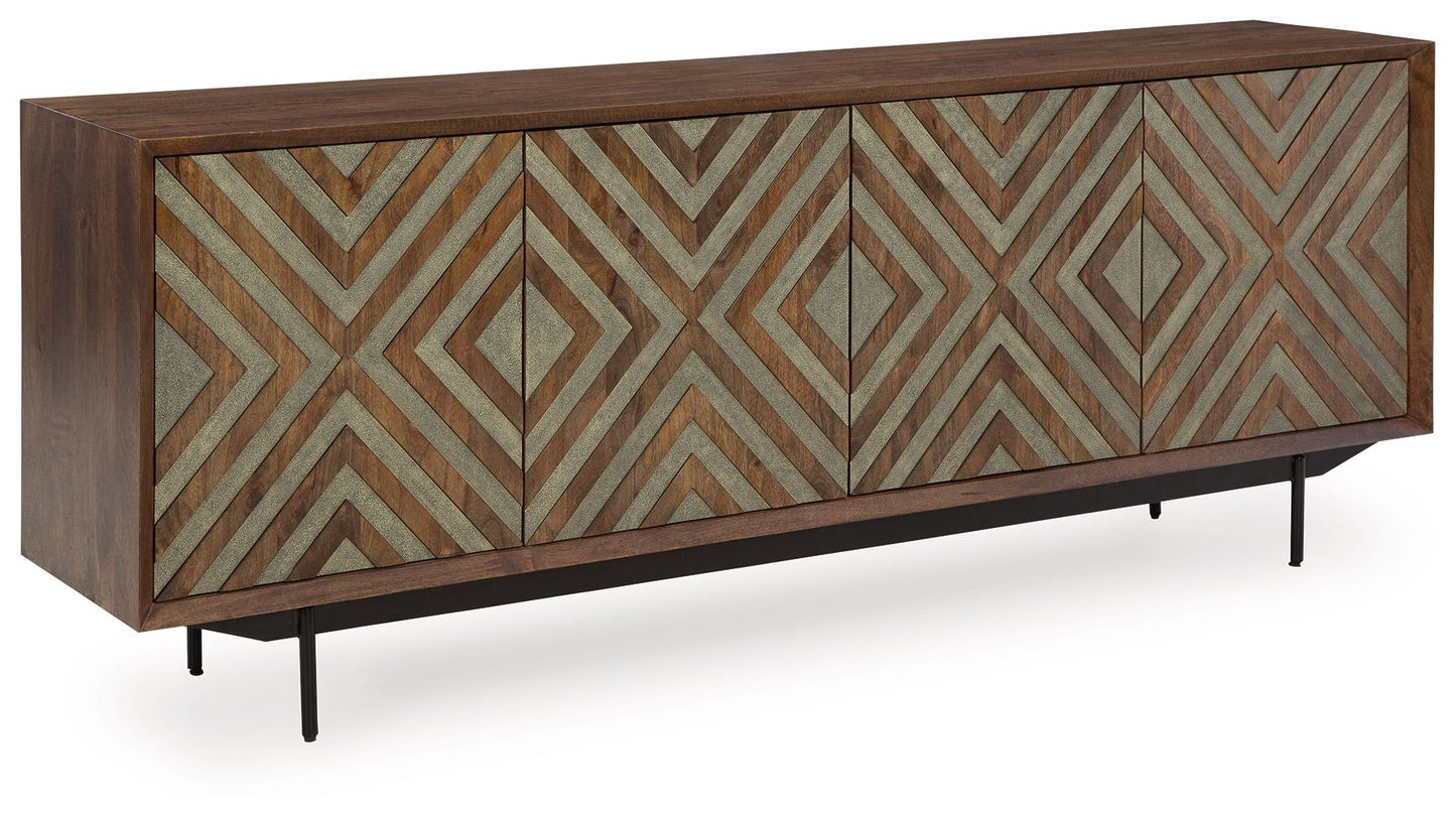 Dreggan - Accent Cabinet - Brown / Gold Finish