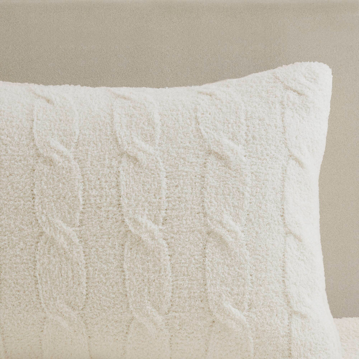Riordan - Full/Queen Cable Knit Comforter Set - Ivory
