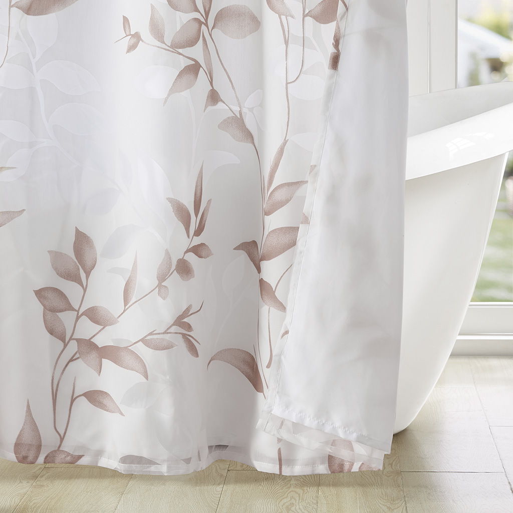 Cecily - Burnout Printed Shower Curtain - Mauve