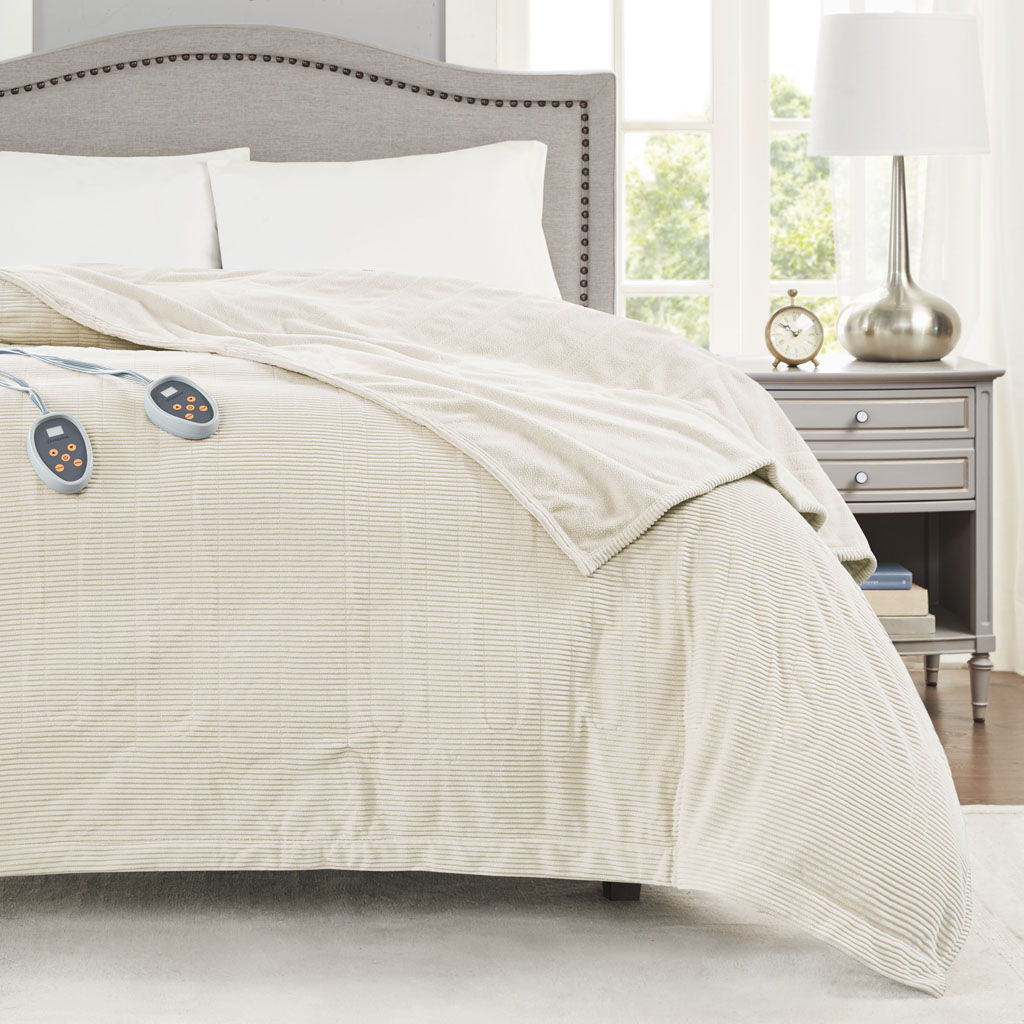 Electric Micro Fleece - Heated Blanket - Ivory